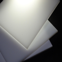 白色鑄造壓克力板堆放在深色背景上。